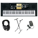 Yamaha YPT-220 61 Key Personal Keyboard with AC Adapter, Deluxe Keyboard Stand and Professional Headphones