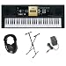 Yamaha YPT-220 61 Key Personal Keyboard with AC Adapter, Deluxe Keyboard Stand and Professional Headphones