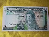 Gibraltar 5 Pounds Paper Money Banknote. 1988. P-21b. Uncirculated.