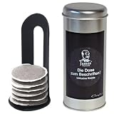 Produkt-Bild: 4er Set creative Kaffee Paddosen mit Padheber + Padabfallbeh&auml;lter Farbe blau beschriftbar Dose original James Premium