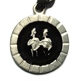 Gemini the Twins, European Zodiac Pewter Pendant with Adjustable Cord Necklace
