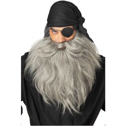 Grey, Std Size Adult Old Tyme Pirate Beard and Moustache  