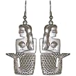Egyptian Mermaid Earrings, Vintage Mold, 2 Tone Finish In Silver
