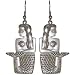 Egyptian Mermaid Earrings, Vintage Mold, 2 Tone Finish In Silver Tone