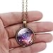 Women's Sparkly Starry Sky Outer Space Pendant Necklace Glass Cabochon Choker Necklace