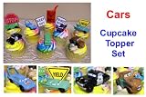Disney Cars Adorable Birthday and Special Occasion 12 Piece Cake Topper / Cupcake Topper Set Featuring Mater, Filmore, Chick Hicks, Ramone, King, Flo, Sheriff, Various Road Signs, and Cars McQueen Oil Can