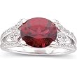 14K White Gold Mozambique Garnet and Diamond Ring