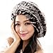 URSFUR Winter Women's Rex Rabbit Beret Hats with Flower