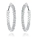 Gemini Women's Silver Plated Swarovski Crystal Zirconia Big Large Round Hoop Earrings Gm008 , Size: 1.5 / 2 inches , Color: Silver