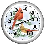 Springfield Precision Instruments Model 90007-108 13.25 Snowy Cardinal Low Profile Patio Thermometer