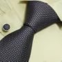 Purple Checkers Wedding Wear Grey Checker Gifts for the Groom Handmade Silk Neckties Cufflinks Set 6645