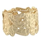 Heirloom Finds Textured Gold Tone Mod Mix Up Wide Cuff Stretch Bracelet