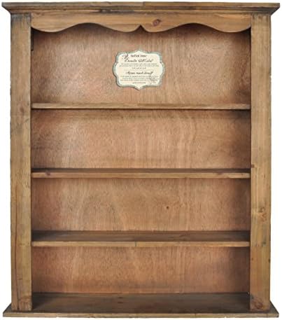 Distressed Wooden Hanging Wall Cabinet with 4 Shelves (Natural)