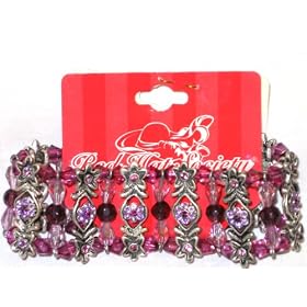 Red Hat Society Purple Beaded Stretch Bracelet