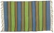 100% Cotton Flat Weave Blue and Green Rug Striped 2 X 3