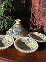 Medium patterned cooking tagine with 4 matching bowls