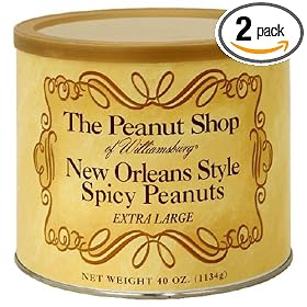 The Peanut Shop of Williamsburg Spicy Peanuts, New Orleans Style Spicy Peanuts, 40-Ounce Tins (Pack of 2)