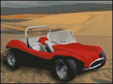 Beach Buggy Red Counted Cross Stitch Kit 14" X 10.5" Picture