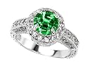 2.10 cttw 925 Sterling Silver 14K White Gold Plated Lab Created Round Emerald Engagement Ring - gold-plated