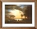 Buffalo Bison Lake Tree Sunset Animal Wildlife Landscape Picture Framed Art Print