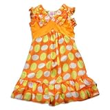 Me Me Me by Lipstik - Girls Sleeveless Polka Dot Dress, Orange (Size 3T)