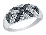 Black and White Diamond Ring 1/3 Carat (ctw) in 14K White Gold