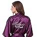 Joytton Women's Satin Kimono Robe with Embroidered Mother of the Bride Short