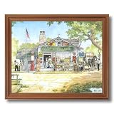 Framed Oak Old Country General Store Folk Pictures Art Print by 