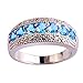 Psiroy 925 Sterling Silver Plated Simulated Blue Topaz Half Eternity Band Ring Size 6