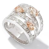 Sterling Silver Champagne or Black Cubic Zirconia Criss-Cross Ring
