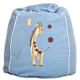 Enlarge toy image: Cocoon Couture Gorgeous Giraffe Kids Bean Bag Cover, Yellow Giraffe on Pale Blue 100% washable pinwale cotton - infant and baby development