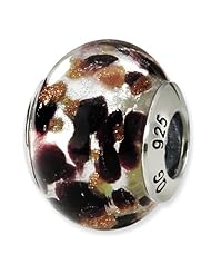 Sterling Silver Reflections Silver/Brown/Black Italian Murano Bead