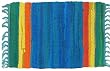 Durable Hand Woven 100% Cotton Colorful Blue Striped Rag Placemat 12x18 Inches Set / 6