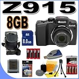 Kodak Easyshare Z915 10MP Digital Camera w/ 10x Optical IS Zoom (Black) 8GB BigVALUEInc Accessory Saver NiMH Bundle