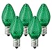 HLO Lighting LED C7 Green Replacement Christmas Light Bulbs, Commercial Grade Holiday Bulbs, 3 Diode (LED's) in Each Bulb, Fits in E12 Sockets, Pack of 25 Bulbs