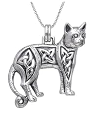 Sterling Silver Celtic Cat Necklace
