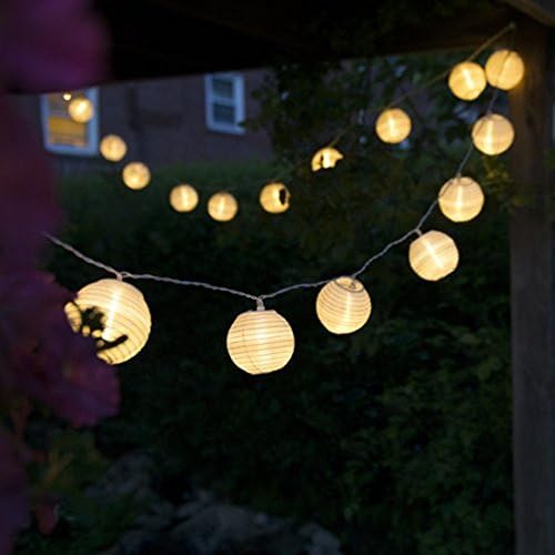 LEAZEAL 16.4ft 20 LED White Lantern Lights Solar String Lights Globe for Outdoor Patio Garden Camping Holiday Party Wedding(Warm White)