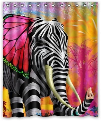 Shower Curtain Waterproof Polyester Fabric with Hooks for Home Decor (66x72inch) Galbreath case African elephant Design custom zebra stripe Standard custom