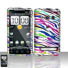 Colorful Zebra Rubberized Snap on Design Case Hard Case Skin Cover Faceplate for Sprint Htc Evo 4g