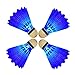 Eastlion 4 PCS LED Badminton Light UP Shuttlecock Plastic Glow Birdies for Night Sport Blue