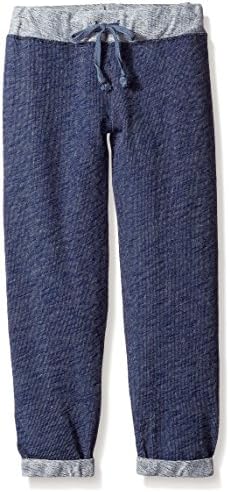 T2Love Little Girls' Sweatpants With Back Pocket -Roll Cuff, Navy, 12