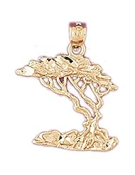 14K Yellow Gold Cedar Tree Pendant