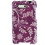 Crystal Hard PURPLE RUBBERIZED With FLORAL LEAVES Desing Faceplate Cover Ca ....