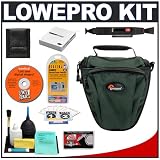 Lowepro Topload Zoom 1 (Forest Green) Bag + Accessory Kit for Canon Rebel XSi, XS, XTi, 40D, Nikon D40, D60, D80, D200, D300, D700, Olympus Evolt E-410, E-420, E-510, E-520, and Sony Alpha A200, A300, A350, A700 Digital SLR