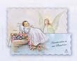 Cromo Baptism Invitation - Angel Watching Over Baby - SPANISH - Our Lady of Guadalupe - 100 per pack - Envelopes Included