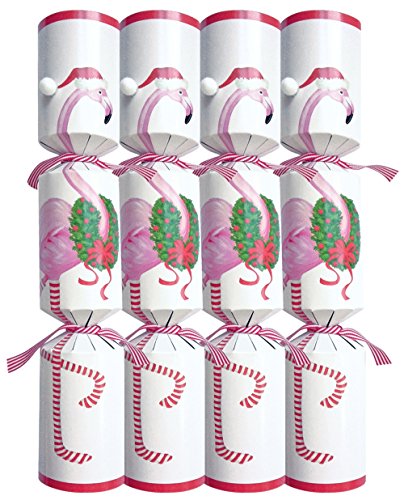 Entertaining with Caspari Christmas Flamingo Celebration Crackers, 10-Inch, Box of 8