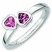 Sterling Silver Stackable Expressions Pink Tourm. Double Heart Ring