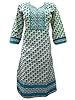 Indian Tunic Top Womens Kurti Blue Floral Printed Cotton Kurta Long Dress Caftan S