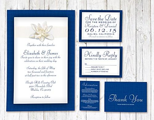 Royal Blue Wedding Invitations Suite (Invite, RSVP, Save the Date, Info &amp; Thank You Cards)