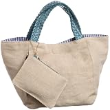 [カシュカシュ] cachecache 麻リバーシブル革メッシュ手トート小